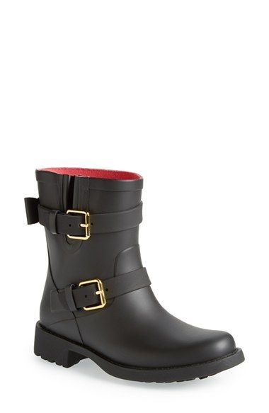 kate spade new york 'pamela' moto rain boot (Women) Boots Nordstrom, Rainy Day Fashion, Fall Winter Shoes, All Weather Boots, Rain Boots Women, Wrap Boots, Bow Boots, Rain Boot, Winter Shoes