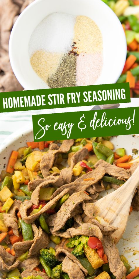 Give this stir fry seasoning mix a try tonight. A homemade stir fry sauce that pairs perfectly with veggies and choice of protein you pick. #passion4savings #stirfry #homemade #drymix #easy #quick #stirfryrecipe #homemadespiceblend #dinner Stir Fry Spices, Stir Fry Seasoning, Fried Rice Seasoning, Stir Fry Meat, Fry Seasoning, Homemade Stir Fry Sauce, Homemade Stir Fry, Chinese Spices, Chinese Stir Fry