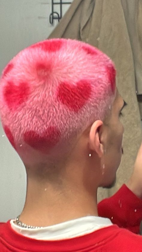 Heart Buzzcut, Pink Buzzcut, Buzzed Hair, Red Heart, Blonde, Hair, Red, Pink, Pins