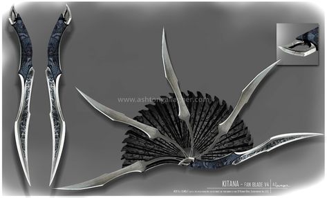 ashtongallagher.com - KitanaProp Concept: Fan Blade Fan Blade Art, Prop Concept, Kitana Mortal Kombat, Props Concept, Pretty Knives, Fantasy Props, Cool Swords, Fan Blades, Mortal Kombat