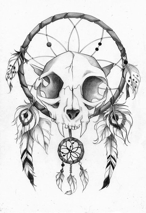 Dream catcher Gothic Dream Catcher Tattoo, Tattoo Ideas Dream Catcher, Skull Dream Catcher, Dreamcatcher Drawing, Dream Catcher Drawing, Bear Skull, Dream Catcher Art, Dream Catcher Tattoo, Spooky Tattoos