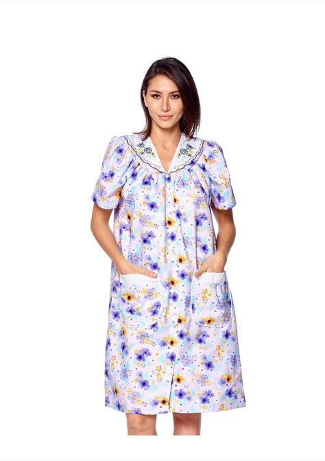 Casual Nights Dress Sleeve Short Waltz Dress, Accessories Illustration, Sleep Gown, Muumuu Dress, House Coat, Hospital Gown, Front House, Print Design Pattern, Dress Short Sleeve