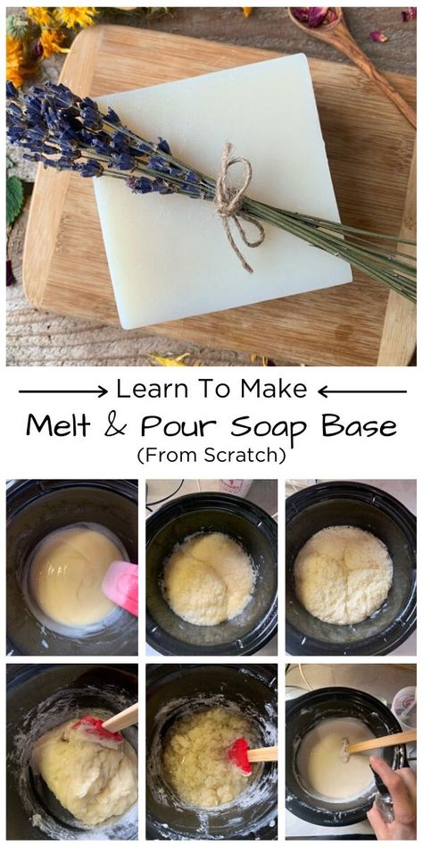 Learn how to make DIY melt and pour soap base using all natural ingredients. Diy Soap Base, Diy Melt And Pour Soap, Melt And Pour Soap Base, Natural Soaps Recipes, Goats Milk Soap Base, Easy Soap Recipes, Diy Soap Recipe, Soap Melt And Pour, Glycerin Soap Base