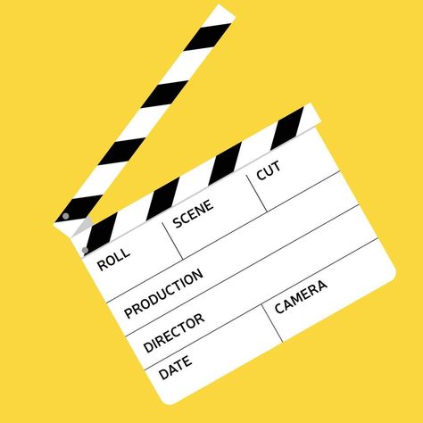 movie clapperboard isolated on yellow background. Vector illustration. Clapperboard Illustration, Yellow Background, Vector Art, Vector Free, Vector Illustration, Clip Art, Yellow