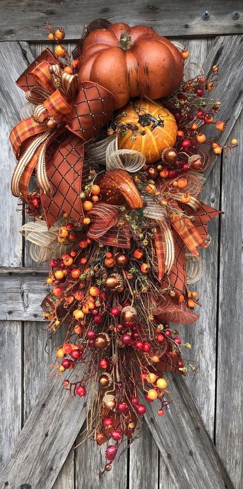 Vertrouw Op God, Fall Decor Wreaths, Fall Swags, Thanksgiving Wreath, Wreath Rustic, Fall Arrangements, Fall Thanksgiving Decor, Fall Deco, Autumn Decorating