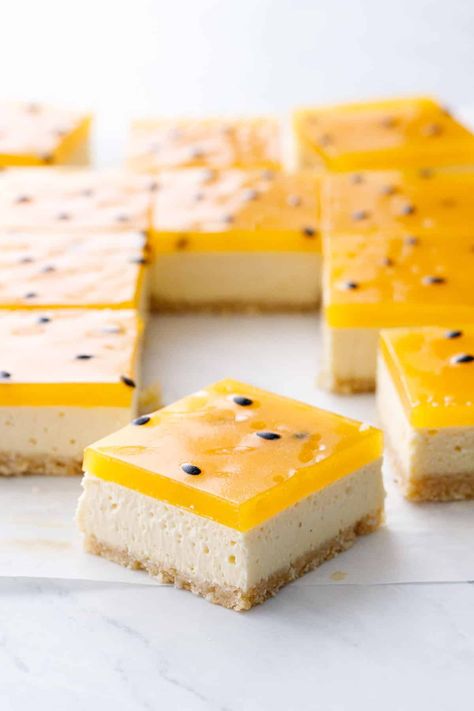 Passionfruit Slice, Fruit Mousse, Jelly Slice, Passionfruit Cheesecake, No Bake Slices, Passionfruit Recipes, Chocolate Slice, Recipe Cake, Australia Food