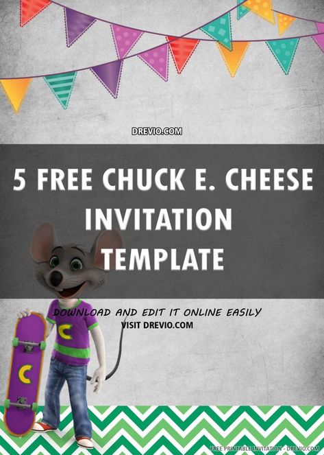 Download (FREE PRINTABLE) – Chuck E Cheese Birthday Invitation Template ! (FREE PRINTABLE) downloadable Invitations Templates for your next awesome party. Click here to browse the available invitations and edit it online with Drevio Canvas Chuck E Cheese Birthday Invitations, Chuck E Cheese Invitations, Chuck E Cheese Birthday, Girl Birthday Party Invitations, Free Printable Birthday Invitations, Free Printable Invitations, Chuck E Cheese, Disney Invitations, Birthday Disney