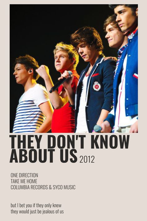 One Direction Poster, They Don't Know About Us, One Direction Albums, 1d Songs, One Direction Songs, Harry Styles Poster, Music Poster Ideas, One Direction Wallpaper, Film Posters Minimalist