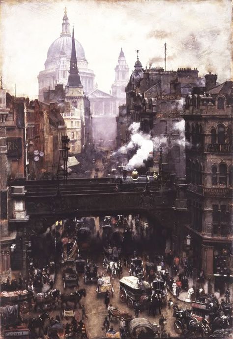 Arte Steampunk, British Literature, Victorian London, London History, Foto Vintage, Old London, City Street, Vintage London, British History