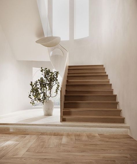 Minimal Staircase, Comfort Bedding, Staircase Interior Design, Entry Stairs, Duplex Design, Stairway Design, Parametric Architecture, Wooden Staircases, Curved Staircase