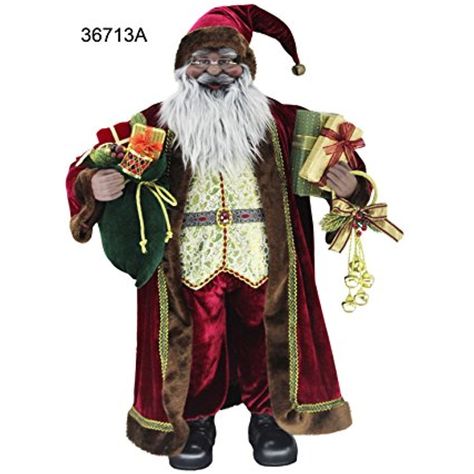 36" Inch Standing Sensational African American Black Ethnic Santa Claus Christmas Figurine Figure Decoration 36713A -- Continue to the product at the image link. (This is an affiliate link) #SeasonalDcor Mrs Santa Claus, Wedding Slippers, Santa Figurines, Black Santa, Mary Jane Shoes Womens, Christmas Accessories, Christmas Figurines, Mrs Claus, Burgundy Wine