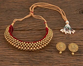 Gold Thushi, Oxidized Choker, Matte Gold Jewelry, Matte Gold Necklace, Temple Jewelry Necklace, Neck Pieces Jewelry, Sabyasachi Jewellery, Necklace Set Indian, Gold Necklace Indian