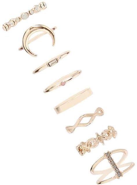 Forever 21 Rhinestone Stackable Ring Set Stackable Ring Sets, Forever 21 Jewelry, Stackable Ring, Dainty Ring, Stackable Rings, Try It, Layered Necklaces, Ring Set, Ring Sets