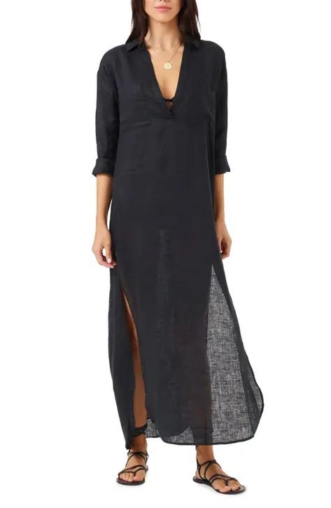 Women's Long Sleeve Swimsuit Cover-Ups, Beachwear & Wraps | Nordstrom Vintage Lifestyle, Beach Bride, Scallop Hem, L Space, Linen Tunic, Shift Dress Black, Swimsuit Cover Ups, Cover Up Dress, Shirtdress