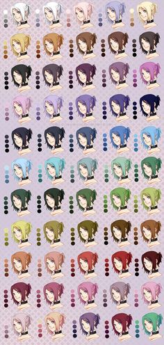 Hair Color Pallet, Anime Hair Color, Palette Art, Anime Hair, Color Pallets, Hair Color, Convenience Store Products, Hair, Anime