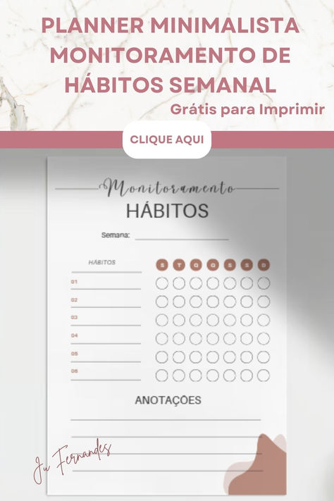 Monitoramento de Hábitos Semanal é perfeito para quem quer implantar um novo hábito e acompanhar sua evolução! Criei esse planner minimalista com carinho. Formato em A4 Clique no Link para baixar grátis e imprimir!! Planner Minimalista, Beige Minimalist, Habit Tracker