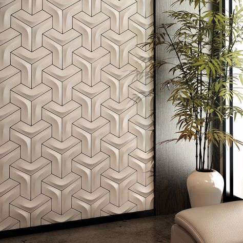 ARTÉ 3D subway tile in Cream Olympia Tile, Media Room Design, 3d Wall Tiles, Wall Tiles Design, Pvc Wall Panels, Wooden Wall Panels, Dimensional Wall, 3d Wall Panels, Pvc Wall