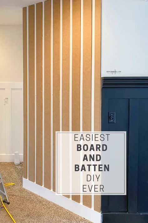 Easy to follow, step by step guide to how to board and batten the easy and cheap way. Best way to add character and detail to any boring wall. Board And Batten Diy, Batten Diy, Interior Accent Wall, Shiplap Accent Wall, Board And Batten Wall, Diy Accent Wall, Wood Accent Wall, Accent Walls In Living Room, Accent Wall Bedroom