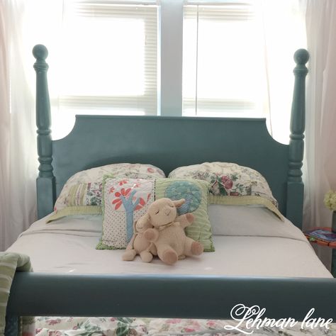 We transformed our old 4 poster bed into a four poster bed redo for our little girl's room using just a few cans of spray paint. Four Poster Bed Makeover, Poster Bed Makeover, Antique 4 Poster Bed, 4 Poster Bedroom, Four Poster Bed Frame, Easter Mantel, 4 Poster Bed, Punk Decor, Grey Farmhouse