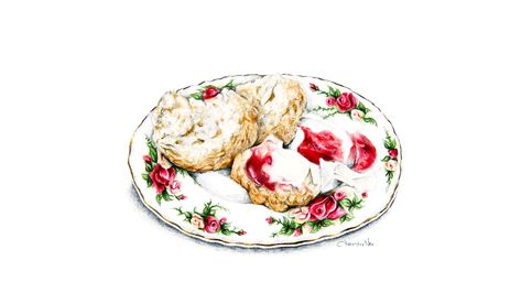 How To Make Traditional Scones From The QVB Tea Room Alexandra Nea, Traditional Scones, Tea Time Illustration, Dessert Illustration, Food Sketch, Food Painting, Illustration Food, Scone Recipe, Tea Art