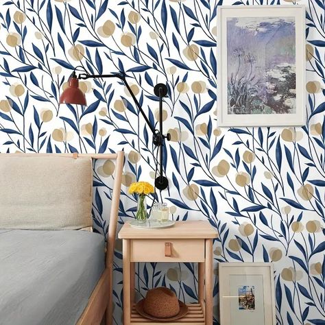 Haokhome Vinyl Botanical Wallpaper Detachable Self adhesive - Temu Tan Bathroom, Renter Friendly Wallpaper, Wallpaper Boho, Boho Leaves, 1% Wallpaper, Botanical Wallpaper, Living Room Cabinets, Bathroom Wallpaper, Contact Paper