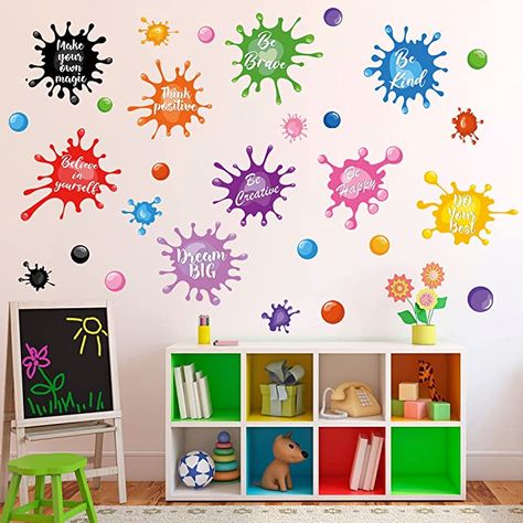 School Wall Art Ideas, Ideas Habitaciones, Adhesive Wall Art, Inspirational Wall Decals, School Wall Art, Paint Wall, Kids Classroom, Wall Stickers Kids, Classroom Walls