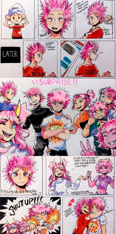 Fem Kiribaku, Mha Kiribaku Fanart, Krbk Comic, Mha Fanart Kiribaku, Cute Kiribaku Fanart, Kiribaku Spicy, Mha Kiribaku, Bakugo With Pink Hair, Kiribaku Fanart