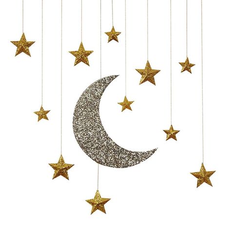 All That Glitters New Years Party Theme >> Glitter Moon Stars Hanging Decorations New Years Party Themes, Eid Crafts, The Moon And Stars, Moon Party, Ramadan Decoration, Folding Origami, Ramadan Crafts, Eid Decoration, Glitter Decor