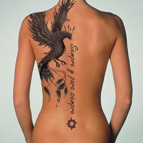 Phoenix Tattoo Sleeve, Tato Phoenix, Phoenix Back Tattoo, Phoenix Tattoo Feminine, Phoenix Bird Tattoos, Bauch Tattoos, Girl Back Tattoos, Phoenix Tattoo Design, Geniale Tattoos