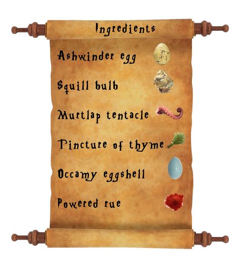 Names of Ingredients for potions from Harry Potter Felix Felicis, Harry Potter Potions, Professor Snape, Neverland Art, Princess Sofia, Egg Shells, Mythical Creatures, Wizard, Hogwarts