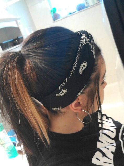 Ponytail With Bandana, Bandana Ponytail, Teased Ponytail, Hair Bandana, Pulled Back Hairstyles, Bandana Headband, Cut And Color, Hair Wrap, Cool Hairstyles