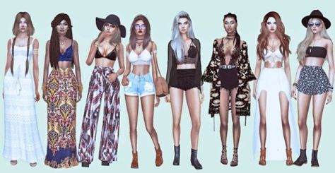 Sims 4 Coachella Cc, Sims 4 Coachella, Instagram Makeup Looks, Boho Lookbook, Sims 4 Controls, Sims Builds, Cc Clothes, Mod Look, Sims 4 Dresses