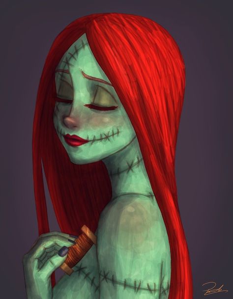 Sally by Pamjoke A Drawing, Nightmare Before, Nightmare Before Christmas, Before Christmas, Makeup, Christmas, Red, Hair, The Nightmare Before Christmas