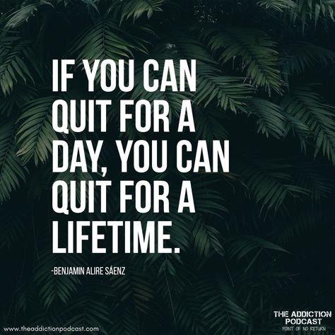 If you can quit for a day, you can quit for a lifetime. Quit Work, Maladaptive Daydreaming, Recovery Quotes, I Quit, Healthy Living, Encouragement, Motivational Quotes, Mindfulness, Canning