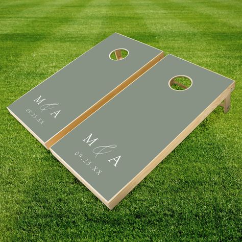 Modern Elegance Wedding, Sage Green Wedding Theme, Wedding Cornhole Boards, Wedding Cornhole, Elegance Wedding, Green Themed Wedding, Enchanted Wedding, Sage Green Wedding, Wedding Monogram