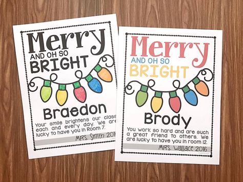 Merry and Oh So Bright Note for teachers to make for their students.  Free from Simply Kinder. Holiday Gifts For Students, Students Life, Kindergarten Christmas, Christmas Units, Students Christmas, Gifts For Students, Teaching Holidays, Christmas Teaching, Holiday Classroom