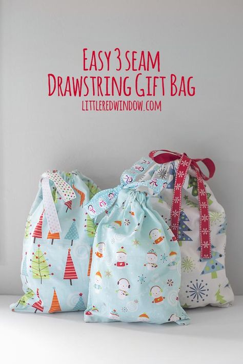 Drawstring Gift Bag, Costura Diy, Beginner Sewing Projects Easy, Bag Sewing, Leftover Fabric, Christmas Sewing, Drawstring Bags, Diy Couture, Easy Sewing Projects