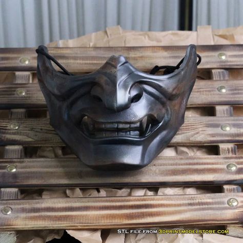 ghost_of_tsushima_Mask_04 Shogun Mask, Samurai Masks, Menpo Mask, Japanese Samurai Mask, Mask Reference, Oni Maske, Mascara Oni, Japanese Oni Mask, 3d Printed Mask