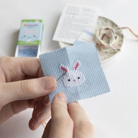 Cross Stitch Bunny, Bunny Rabbit Pattern, Rabbit Cross Stitch, Bunny Cross Stitch, Unique Teacher Appreciation Gifts, Kawaii Cross Stitch, Anchor Embroidery, Knitting Notions, Cute Cross