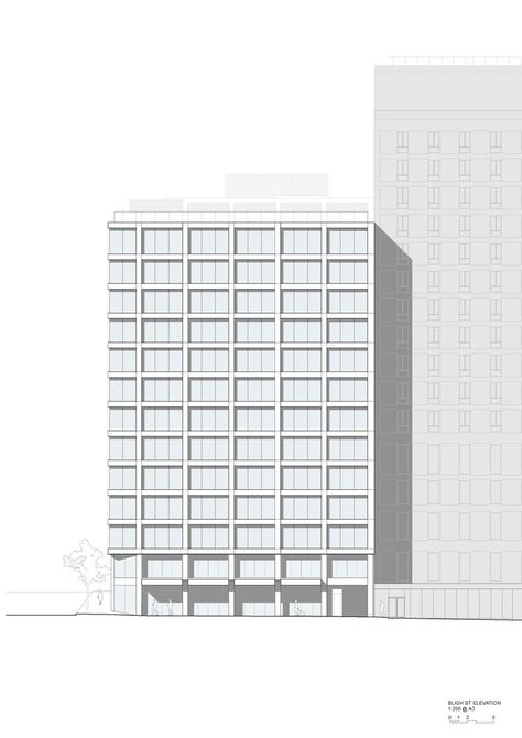 Gallery of 2 Bligh Street Office Building / Bates Smart - 10 Elevation Architecture Drawing, Elevation Drawing Architecture, Building Elevation Drawing, Office Elevation Drawing, Elevation Of Commercial Building, Residential High Rise Building Elevation, Elevation Architecture, Brick Facade Detail Section, Elevation Drawing