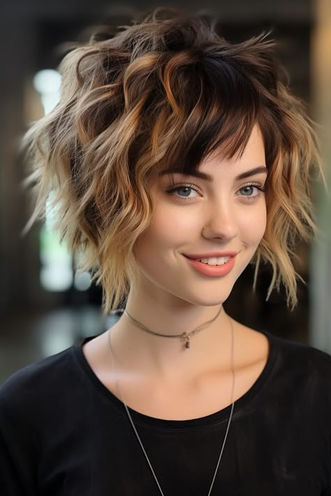 80 Shaggy Bob Hairstyles for Modern Elegance. Number 53 Is Unmissable! Curly Natural Curls, Shaggy Bob Hairstyles, Trendy Bob Hairstyles, Rock Hairstyles, Shaggy Bob, Curly Hair Photos, Choppy Bob Hairstyles, Funky Hairstyles, Edgy Hair