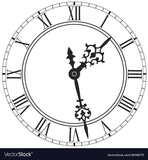 Clock Face Tattoo, Pocket Watch Drawing, Roman Numeral Clock Face, Time Clipart, Roman Clock, Clock Drawings, Watch Drawing, Gear Wall Clock, Roman Numeral Clock