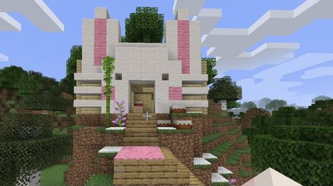 How To Make A Bunny Banner In Minecraft, Minecraft Bunny House Ideas, Cutecore Minecraft House, Bunny Minecraft Build, Bunny House Minecraft, Minecraft Bunny House, Minecraft Bunny Pen, Minecraft Kawaii House, Bunny Minecraft