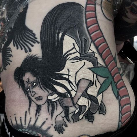 A Guide to The Mythological Creatures of Japanese Irezumi | Tattoodo Japanese Ghost Tattoo, Ancient Japan Art, Tengu Tattoo, Japanese Mythical Creatures, Japanese Phoenix Tattoo, Japanese Irezumi, Japanese Mask Tattoo, Japanese Ghost, Japanese Snake Tattoo