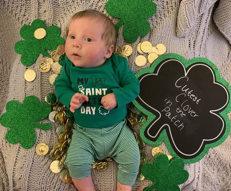 March Infant Photoshoot, Baby Saint Patricks Day Photo Shoot, Newborn St Patricks Day Pictures, St Patricks Day Photo Shoot Baby, St Patricks Toddler, Holiday Baby Pictures, St Patrick's Day Photos, 5 Month Baby, 1 Month Baby