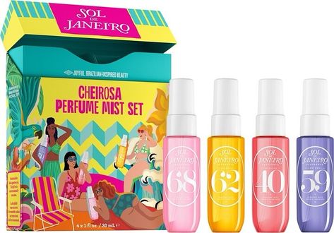 Limited Edition: Set Description: This four-piece limited edition collection features travel sizes of Sol de Janeiro’s best-selling scents: irresistible and sunny Cheirosa 62™, enchanting and in bloom Cheirosa 68, sultry and delicate Cheirosa 40, and uplifting and delicious Cheirosa 59. Shop here : https://shopstyle.it/l/cg1s4 & linked in my story Sephora Gift Sets, Sephora Holiday, Perfume Travel, Perfume Mist, Dior Lip Glow, Travel Perfume, Sephora Beauty, Holiday Gift Sets