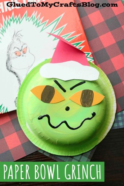 Grinch Crafts For Kids, Grinch Craft, Holiday Activity For Kids, Cardstock Paper Crafts, Bowl Craft, Paper Ornaments Diy, Grinch Crafts, Christmas Arts, Paper Bowl