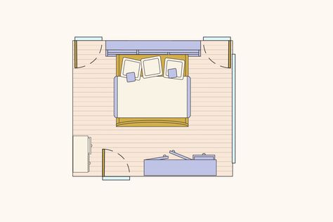 Should you have one of the following four room shapes, consider these your cheat sheets for how to best arrange your king-sized bed. Best Bedroom Layout, King Bed Small Room, Bedroom Layout Design, West Philly, Bed Small, Small Bedroom Layout, Cleaning Schedules, Small Bathroom Renovations, Bedroom Layout