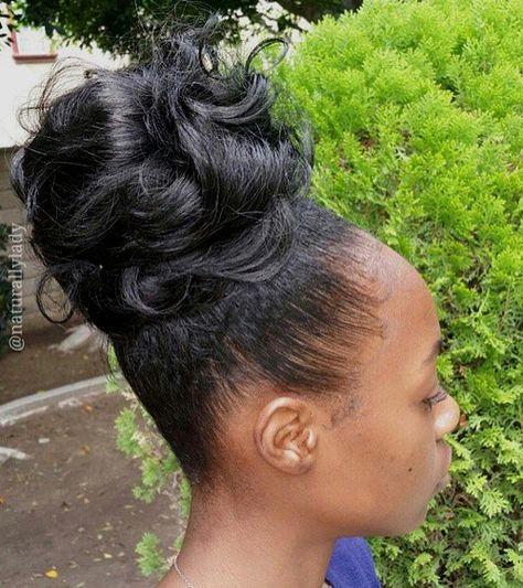 black curly bun updo Bun Updo Hairstyles For Black Women, Updo Styles For Black Women, Updos For Black Women, Updo Hairstyles For Black Women, African Women Hair, Black Women Updo Hairstyles, Black Hair Bun, Updo Bun, Black Hair Updo Hairstyles