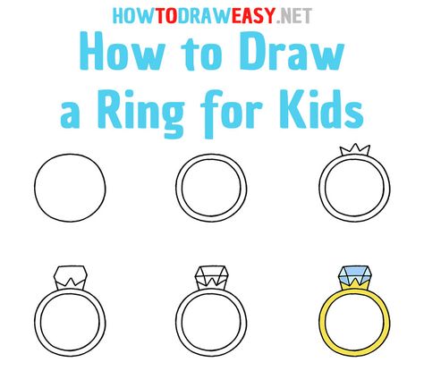 How to Draw a Ring Step by Step #Ring #DrawingRing #DrawRing #RingDrawing #RingDraw #HowtoDrawaRing #stepbystep How To Draw A Ring Step By Step, How To Draw A Ring, Gold Ring Drawing Tutorial, Ring Sketch Drawing, How To Draw A Diamond Step By Step, How To Draw Kindergarten Step By Step, Ring For Kids, Mushroom Drawings, Drawing Classes For Kids